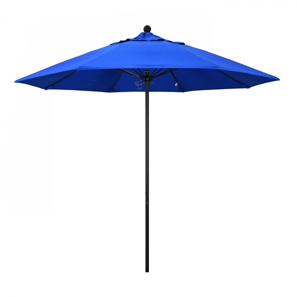 California Umbrella 9' Black Aluminum Market Patio Umbrella, Sunbrella Pacific Blue 194061335130 - main